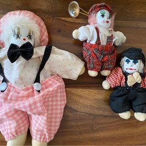 Lot Clowns vtg Pierrot doll porcelain